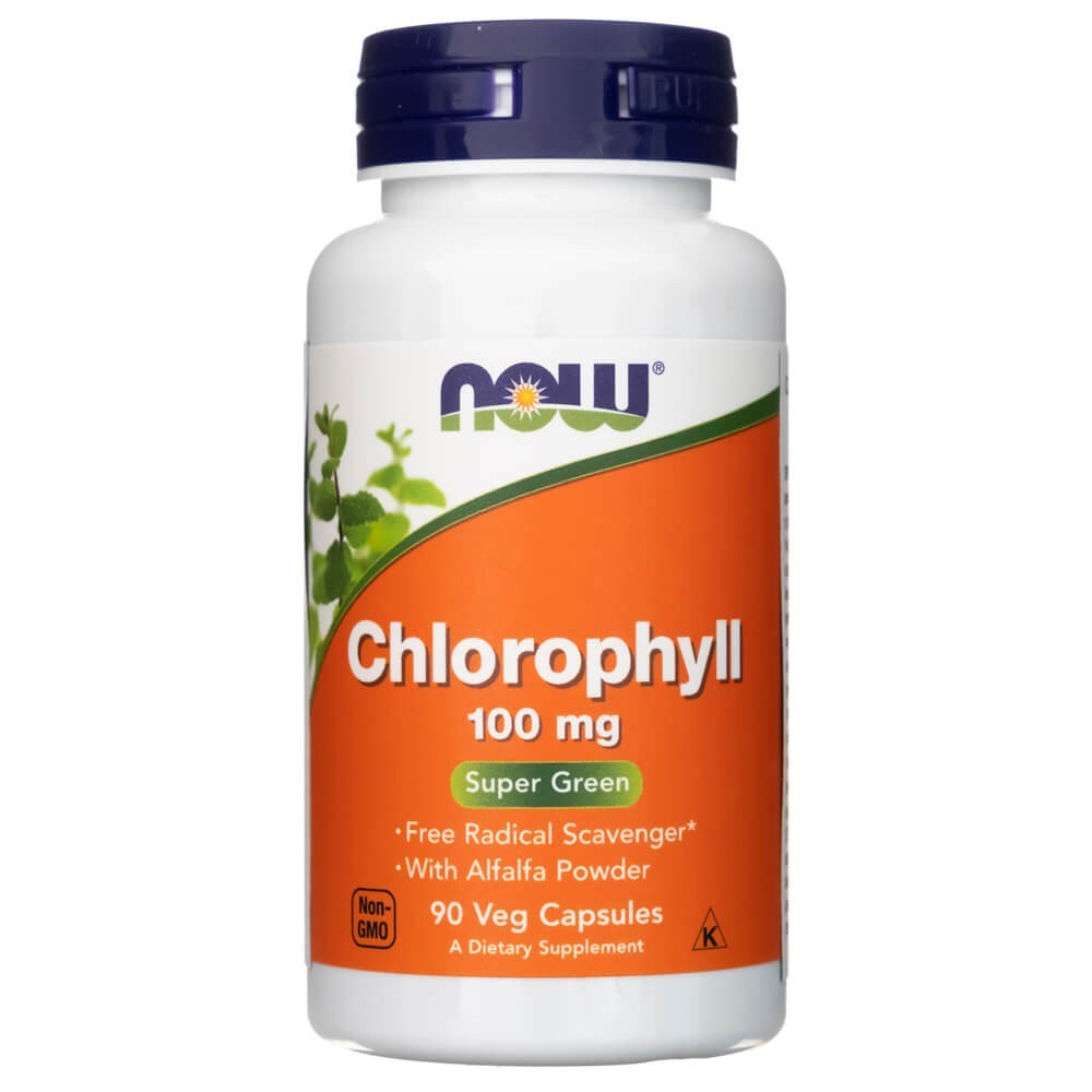 NOW FOODS chlorofilas 100 mg – 90 kapsulių