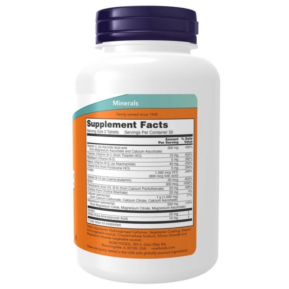 NOW FOODS Cal-Mag Stress Formula nuo streso kalcis, magnis, vitaminai B – 100 tablečių