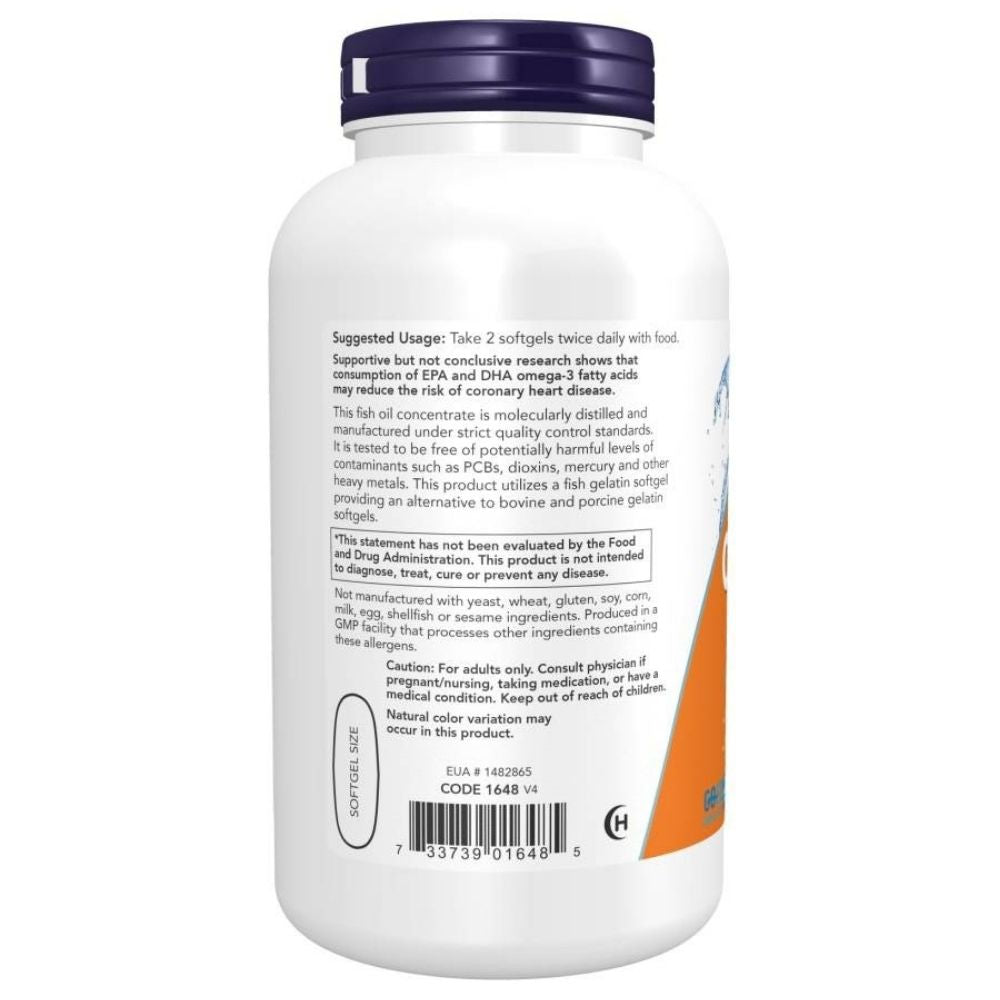 NOW FOODS Omega-3 žuvų taukai – 200 kapsulių