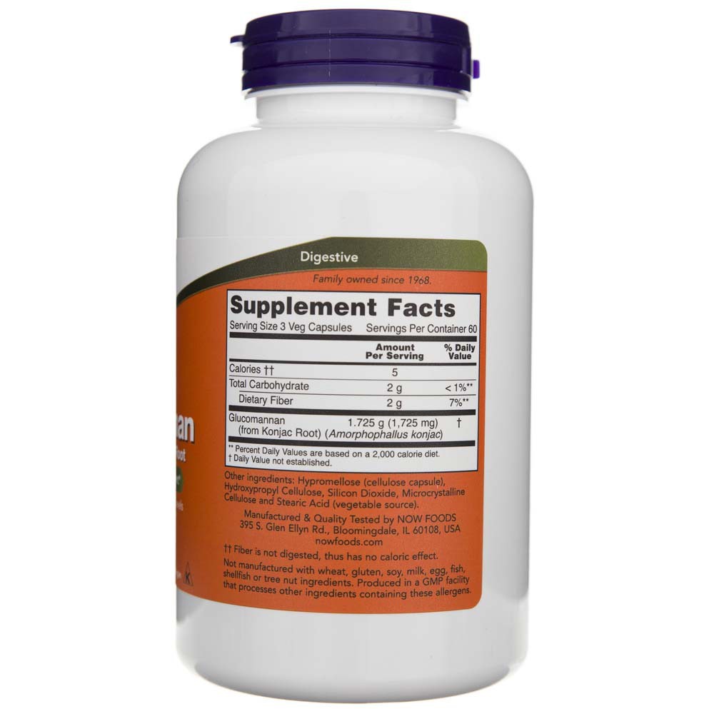 NOW FOODS gliukomananas 575 mg – 180 kapsulių