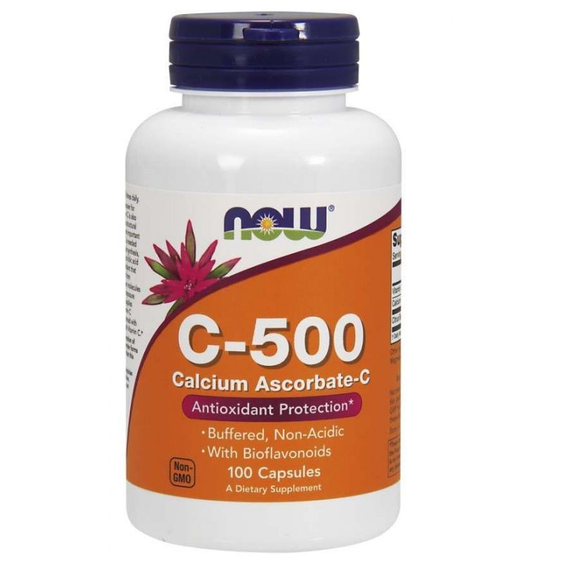 NOW FOODS vitaminas C-500 buferinis (kalcio L-askorbatas) – 100 kapsulių