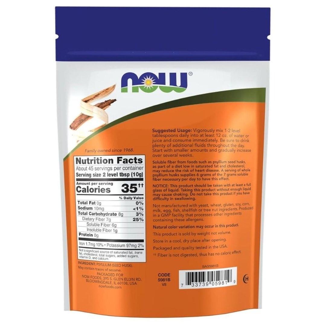 NOW FOODS gysločių luobelės – 454 g (Whole Psyllium Husks)
