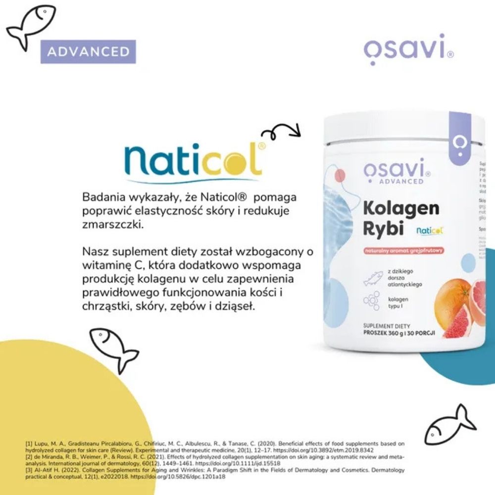Osavi laukinių menkių žuvų kolagenas Naticol®, citrinų skonio - 360 g