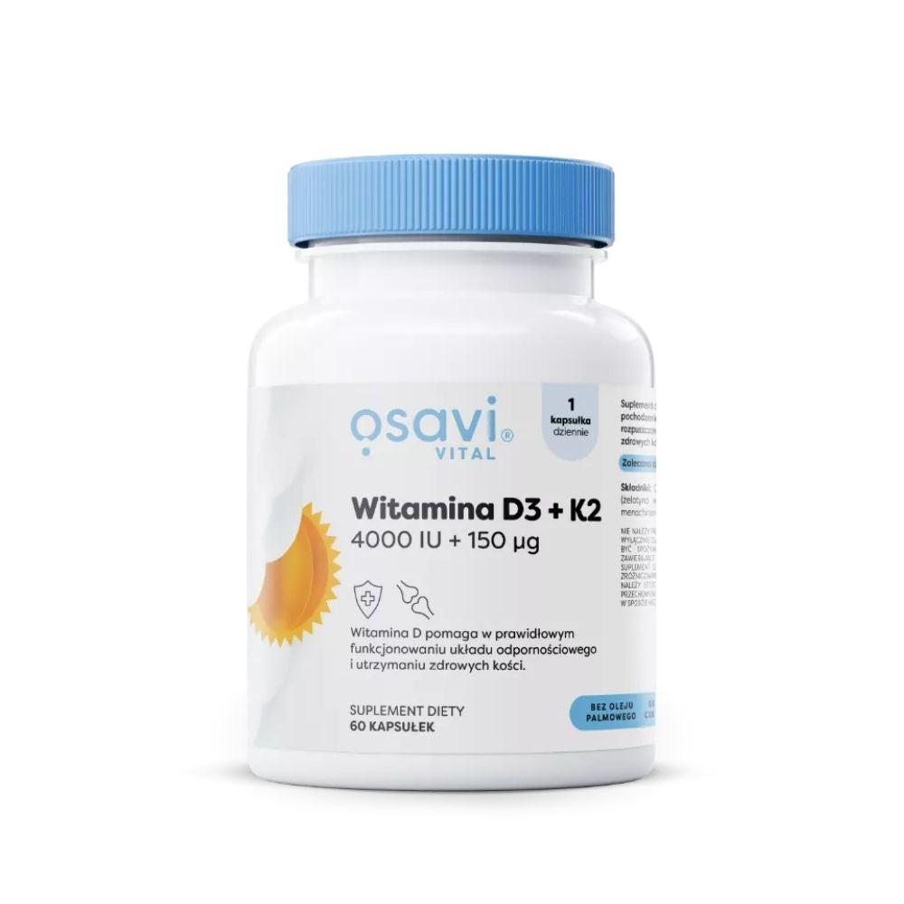 Osavi vitaminas D3 + K2, 4000 TV + 150 µg - 60 kapsulių