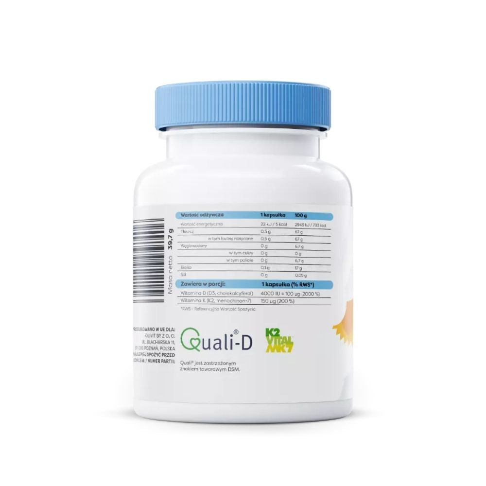 Osavi vitaminas D3 + K2, 4000 TV + 150 µg - 60 kapsulių