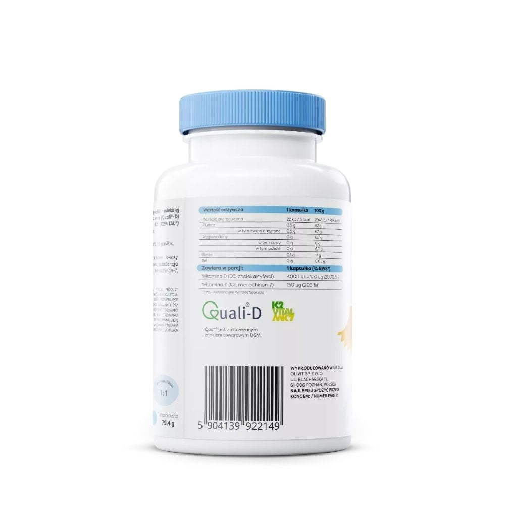 Osavi vitaminas D3 + K2, 4000 TV + 150 µg - 120 kapsulių