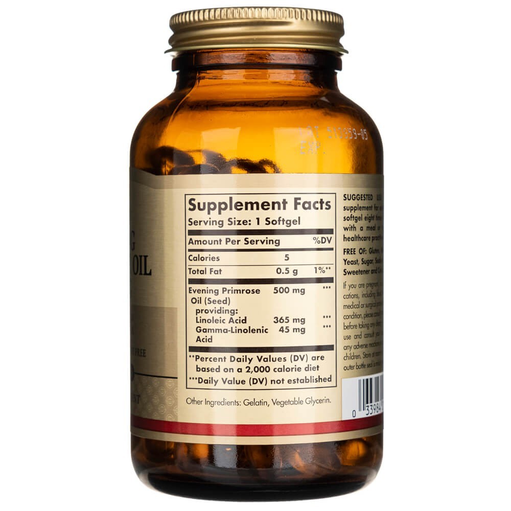 SOLGAR nakvišų aliejus 500 mg – 180 kapsulių