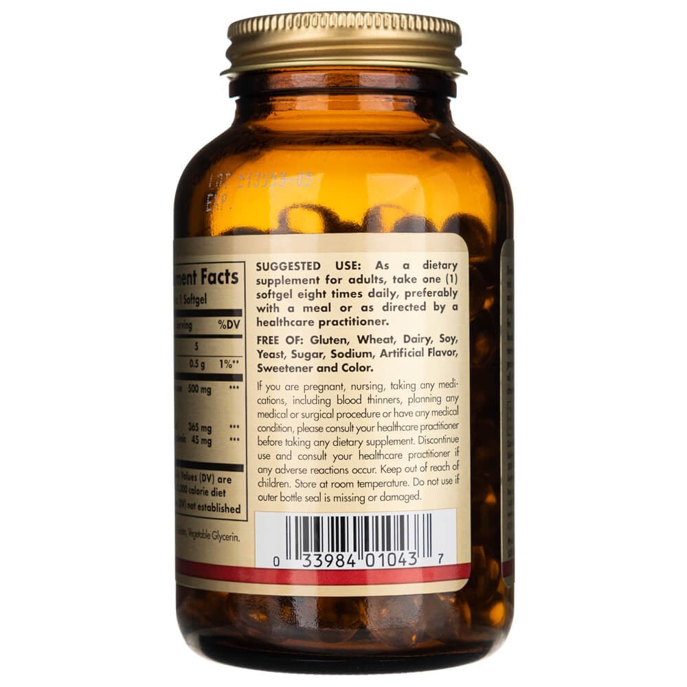 SOLGAR nakvišų aliejus 500 mg – 180 kapsulių