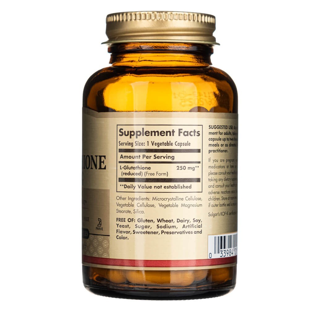 SOLGAR redukuotas L-glutationas 250 mg – 60 kapsulių