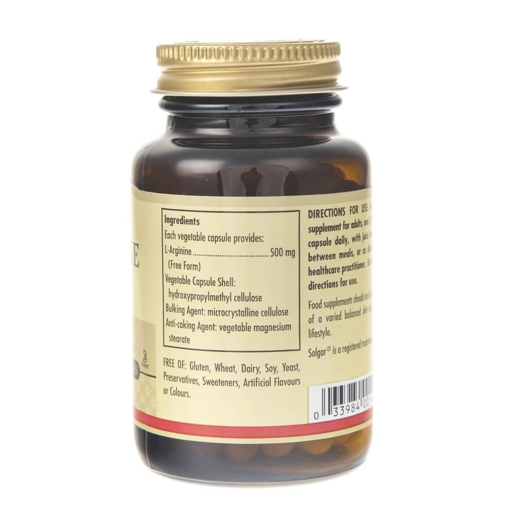SOLGAR L-argininas 500 mg – 50 kapsulių