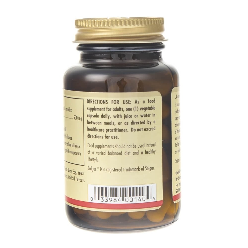 SOLGAR L-argininas 500 mg – 50 kapsulių