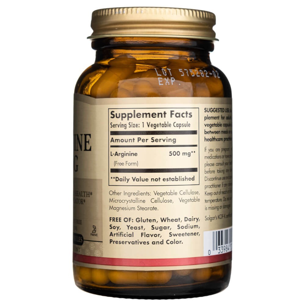 SOLGAR L-argininas 500 mg – 100 kapsulių