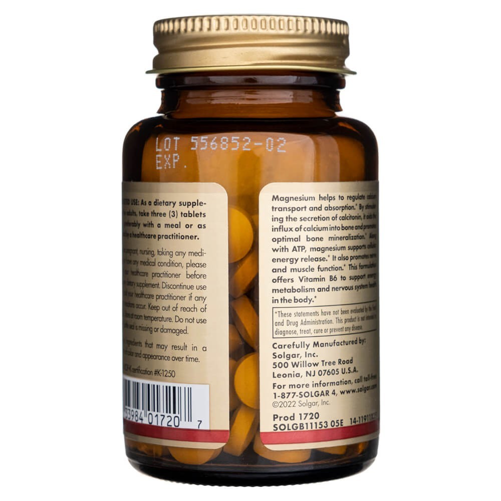 SOLGAR magnis su vitaminu B6 – 100 tablečių