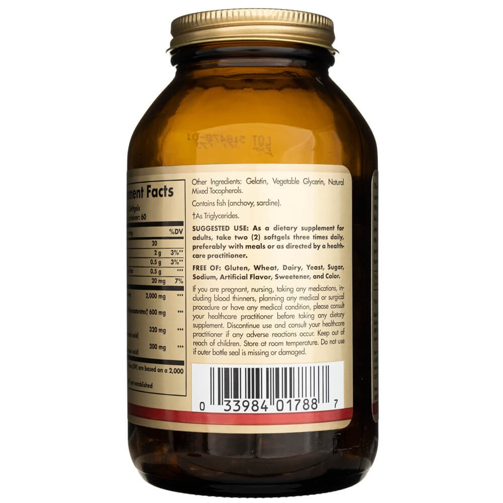 SOLGAR Omega-3 žuvų taukų koncentratas – 120 kapsulių