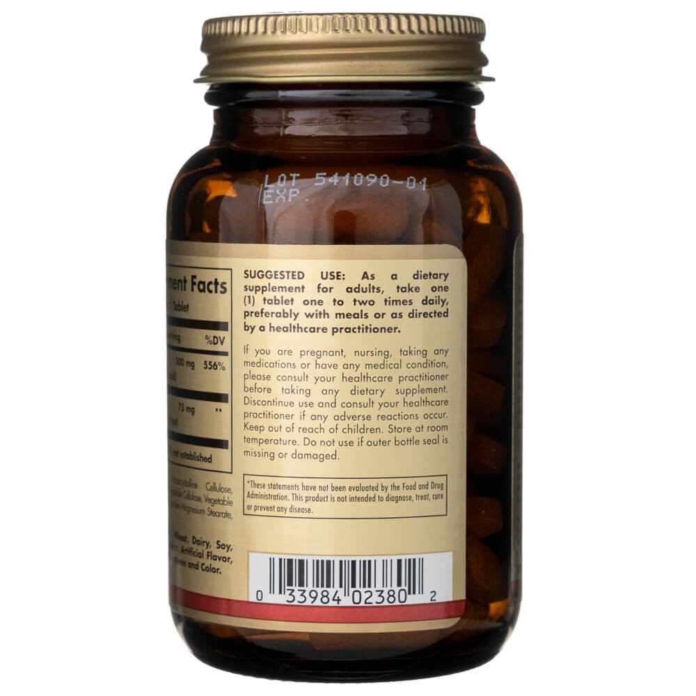 SOLGAR vitaminas C 500 mg su erškėtuogėmis – 100 tablečių