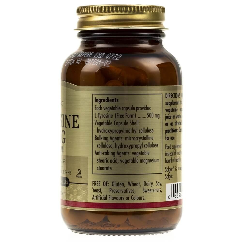 SOLGAR L-tirozinas 500 mg – 100 kapsulių