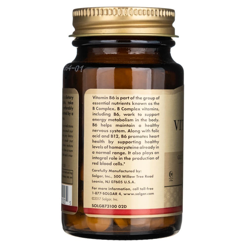 SOLGAR vitaminas B6 50 mg – 100 tablečių