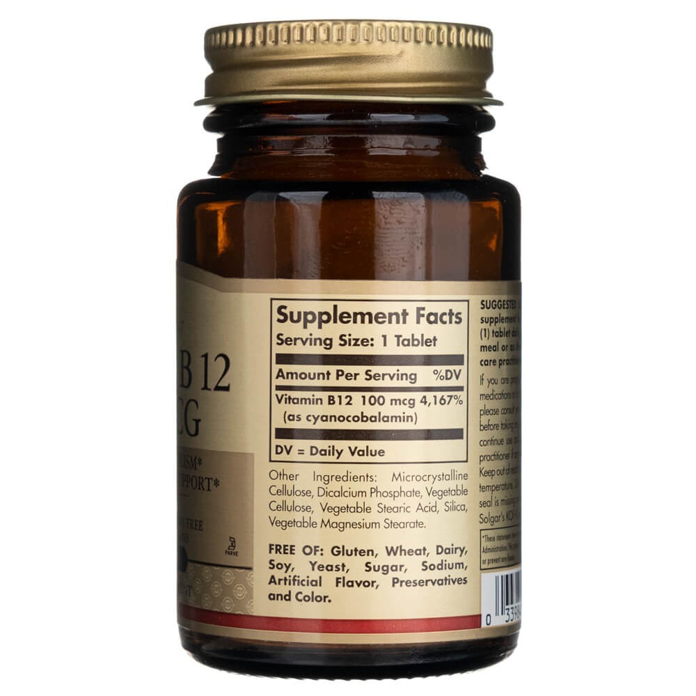 SOLGAR vitaminas B12 100 mcg – 100 tablečių