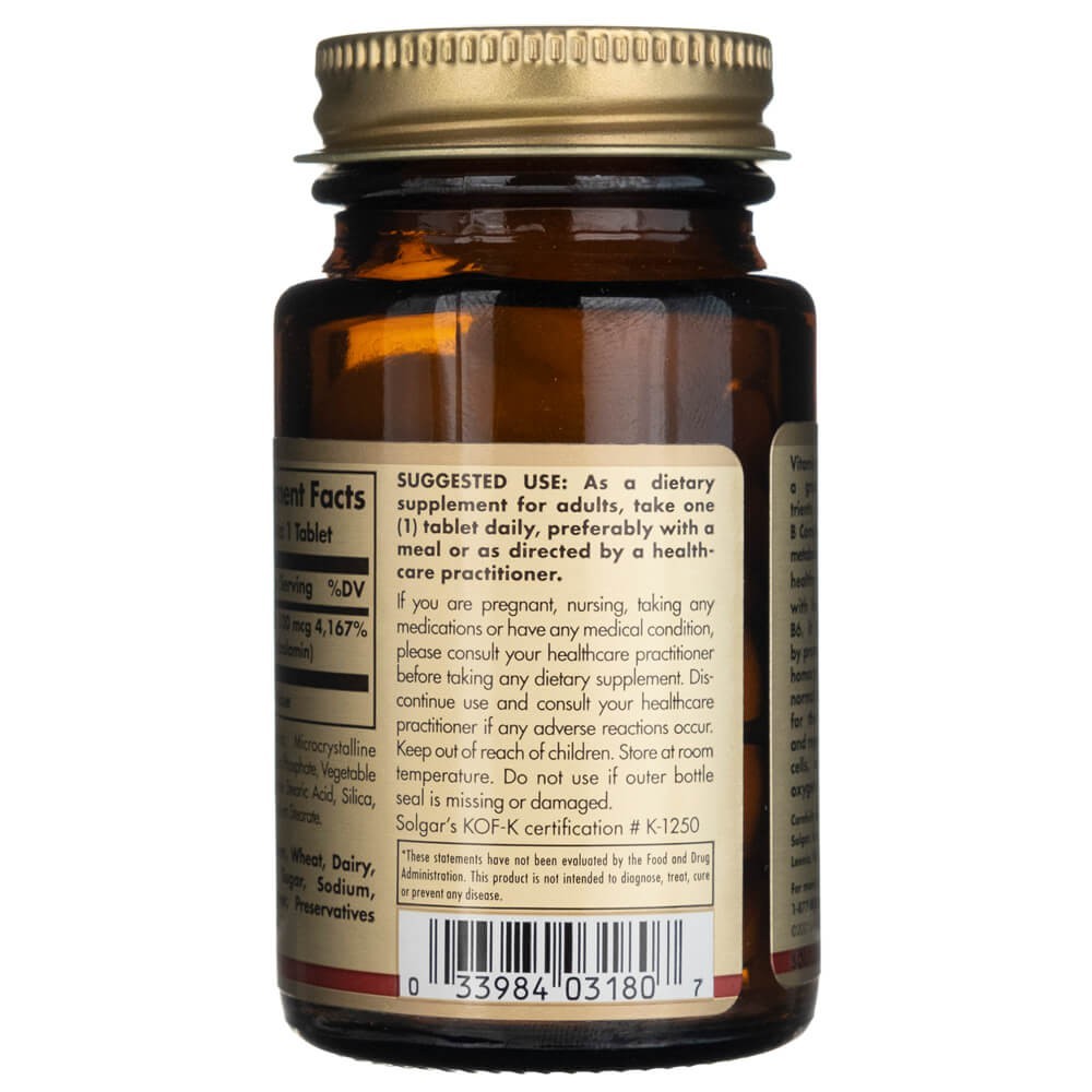 SOLGAR vitaminas B12 100 mcg – 100 tablečių