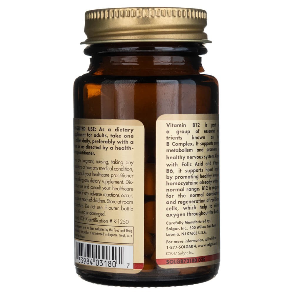 SOLGAR vitaminas B12 100 mcg – 100 tablečių