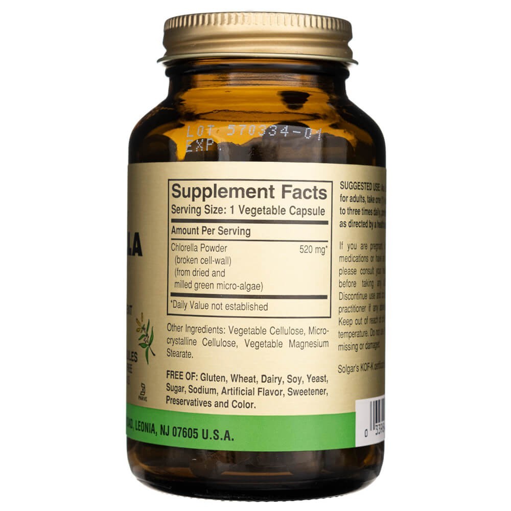 SOLGAR chlorella 520 mg – 100 kapsulių