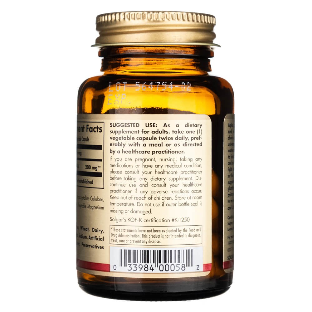 SOLGAR alfa lipoinė rūgštis 200 mg – 50 kapsulių
