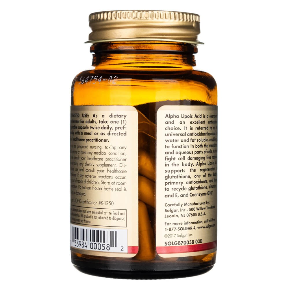 SOLGAR alfa lipoinė rūgštis 200 mg – 50 kapsulių