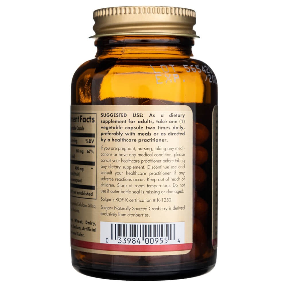 SOLGAR spanguolės su vitaminu C – 60 kapsulių