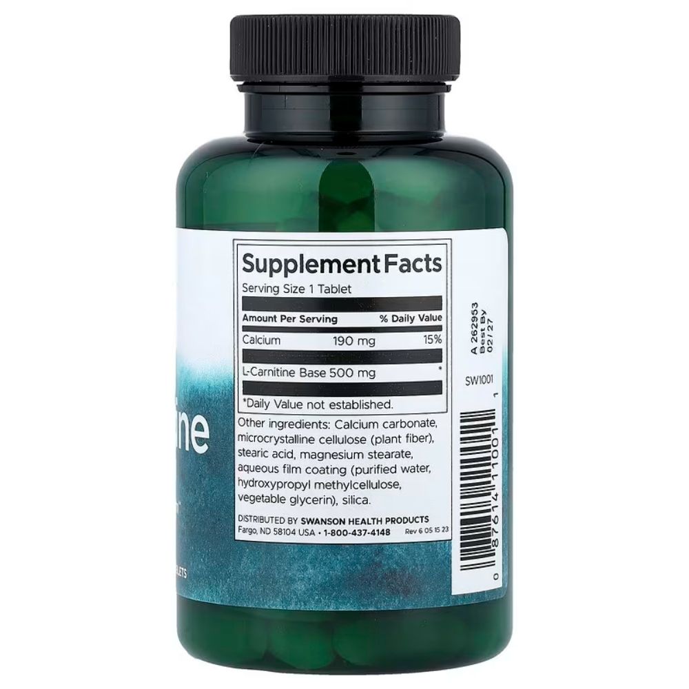 SWANSON L-karnitinas 500 mg – 100 tablečių