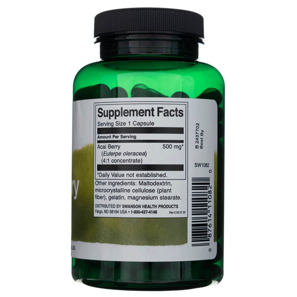 SWANSON acai uogos 500 mg – 120 kapsulių