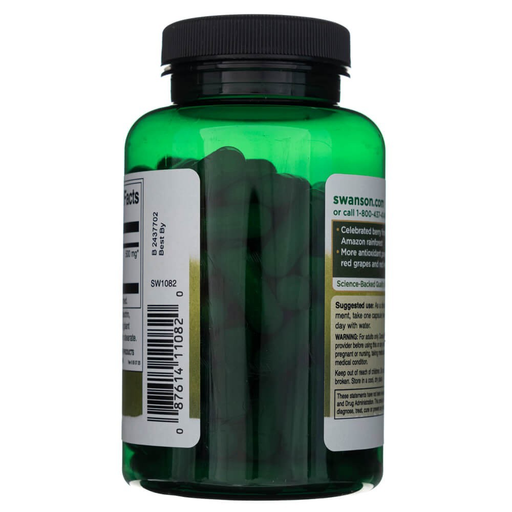 SWANSON acai uogos 500 mg – 120 kapsulių
