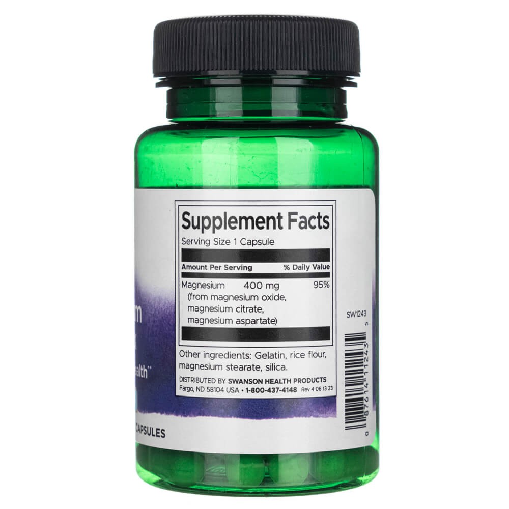 SWANSON trigubas magnio kompleksas 400 mg – 30 kapsulių