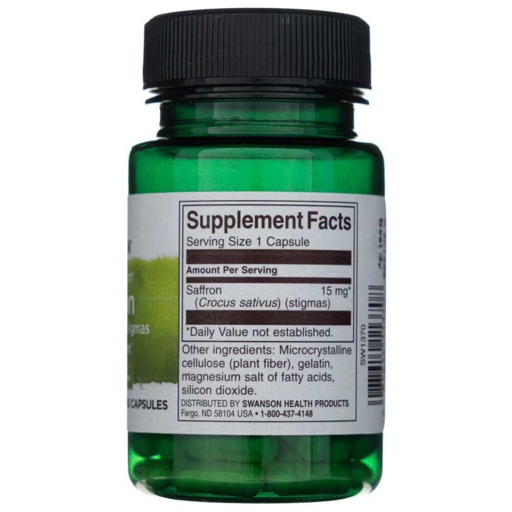 SWANSON šafranas „Whole Ground Stigmas“ 15 mg – 60 kapsulių