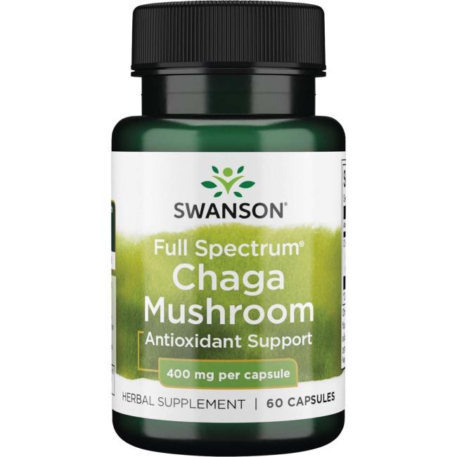 SWANSON čagos grybas 400 mg – 60 kapsulių