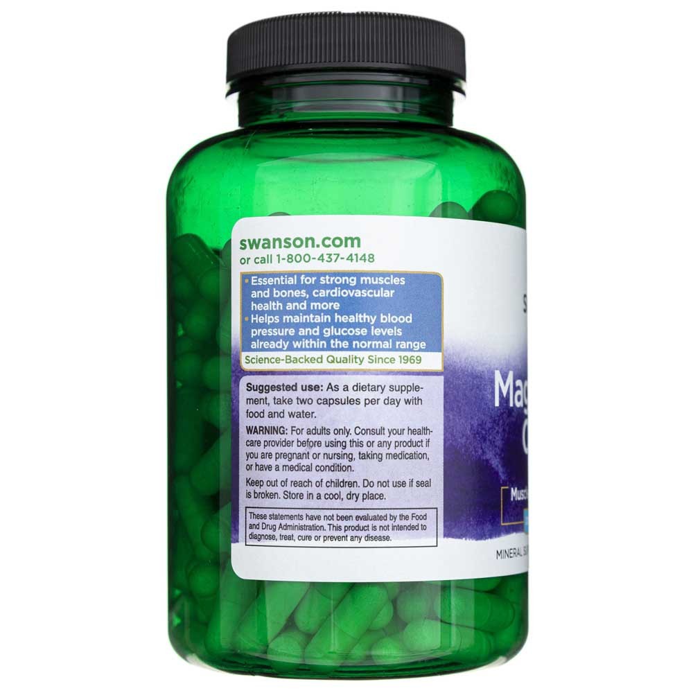 SWANSON magnio oksidas 200 mg – 250 kapsulių