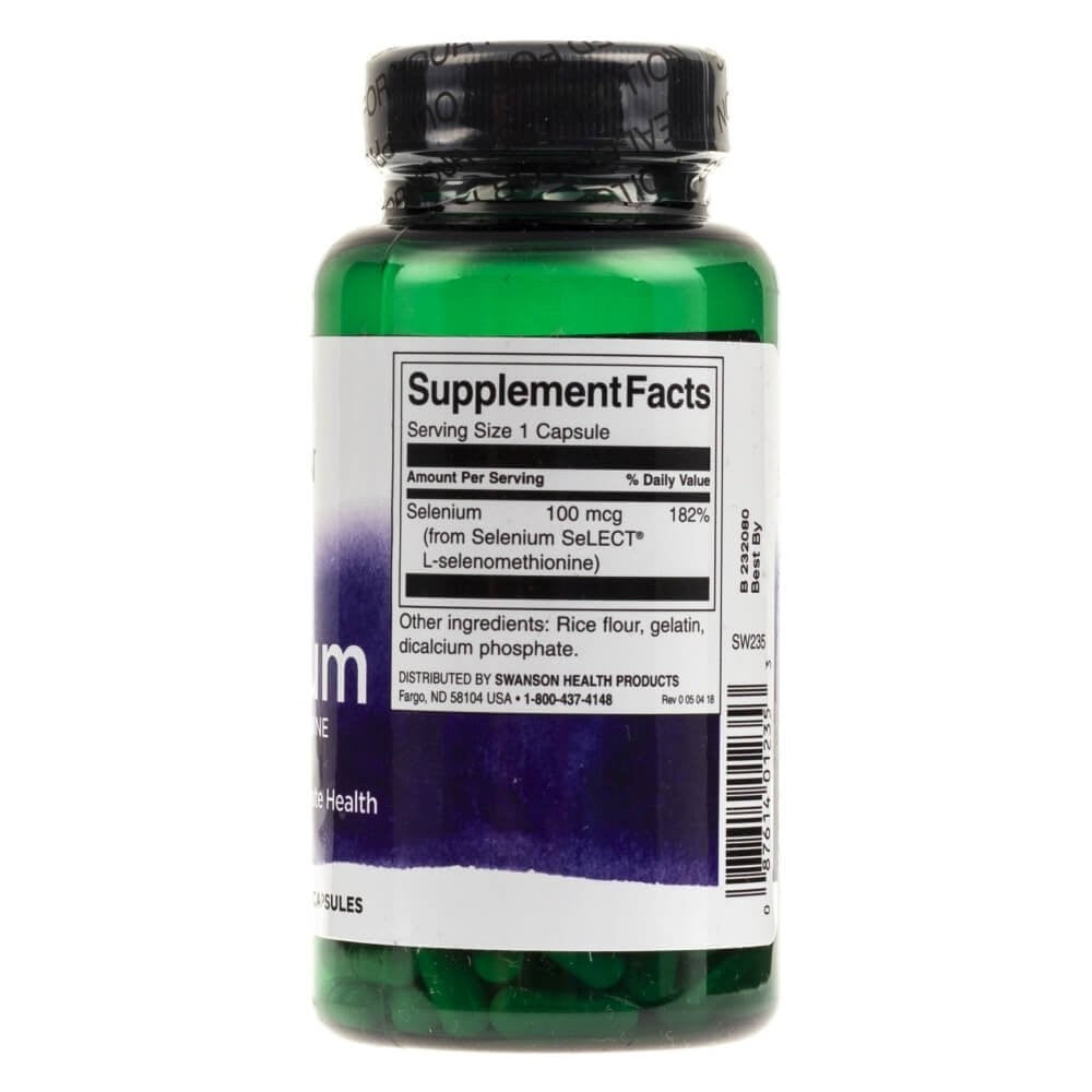 SWANSON seleno L-selenometioninas 100 mcg – 200 kapsulių