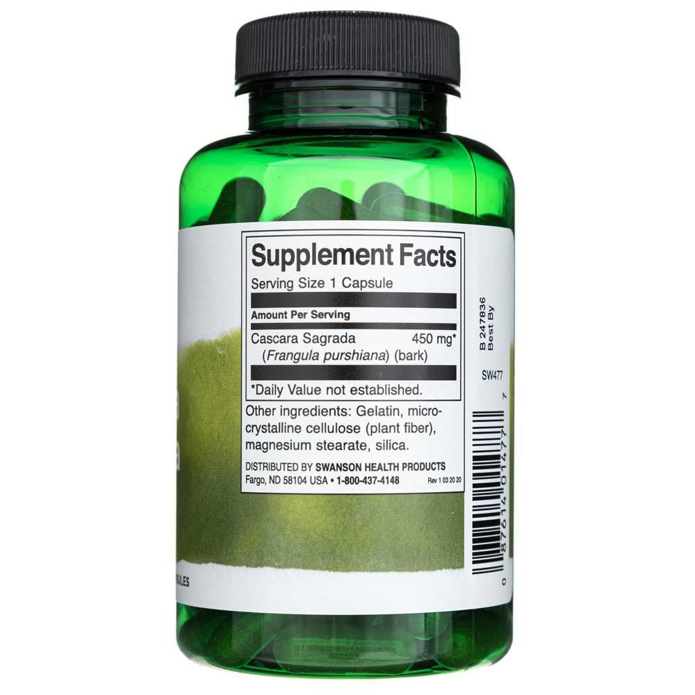 SWANSON Cascara Sagrada 450 mg - 100 kapsulių