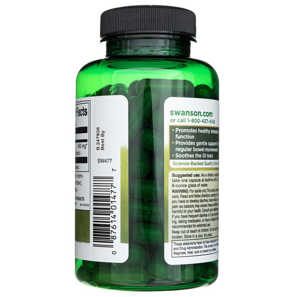 SWANSON Cascara Sagrada 450 mg - 100 kapsulių
