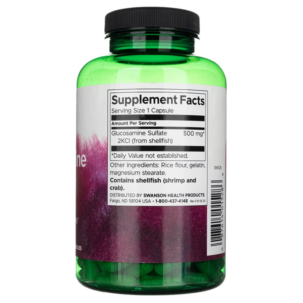 SWANSON gliukozamino sulfatas 2KCl 500 mg – 250 kapsulių