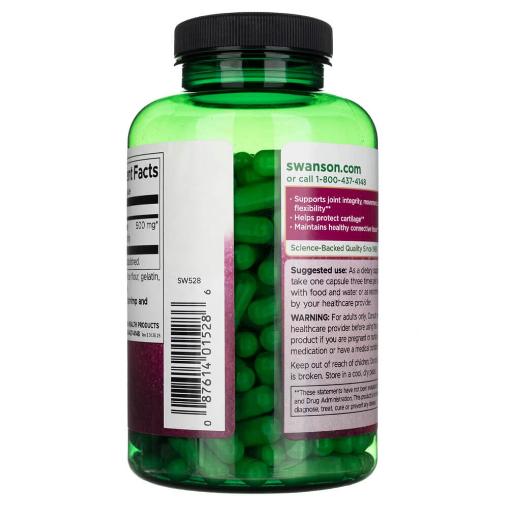 SWANSON gliukozamino sulfatas 2KCl 500 mg – 250 kapsulių