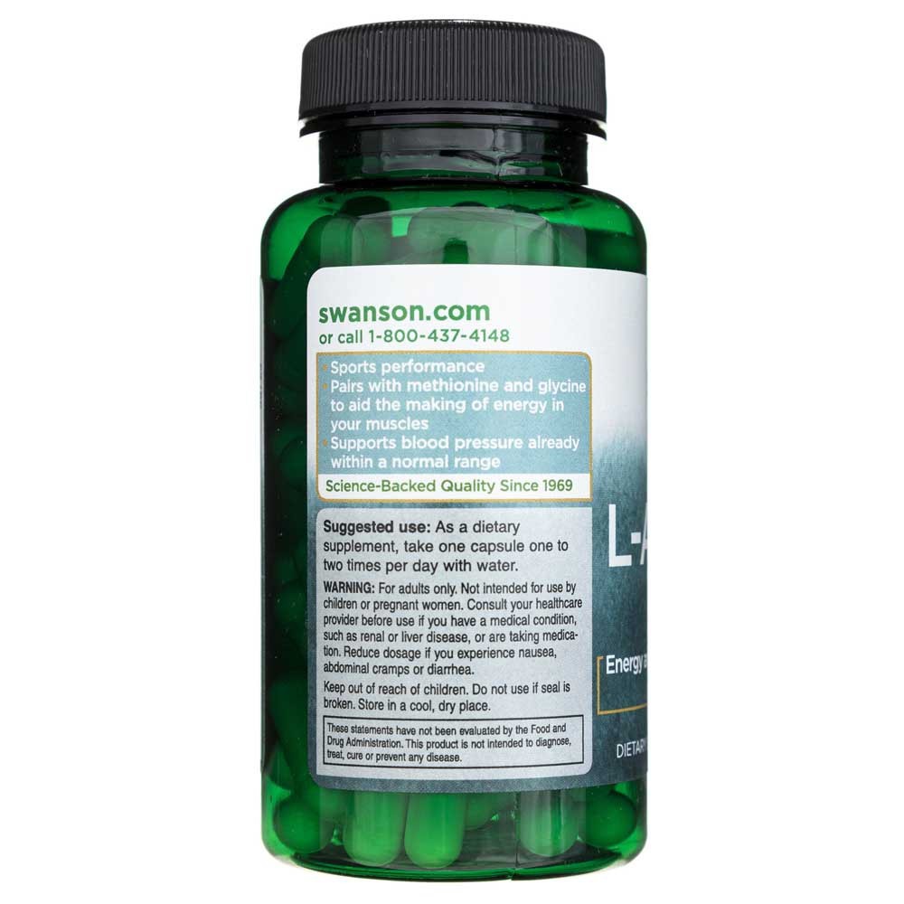 SWANSON L-argininas 500 mg – 100 kapsulių