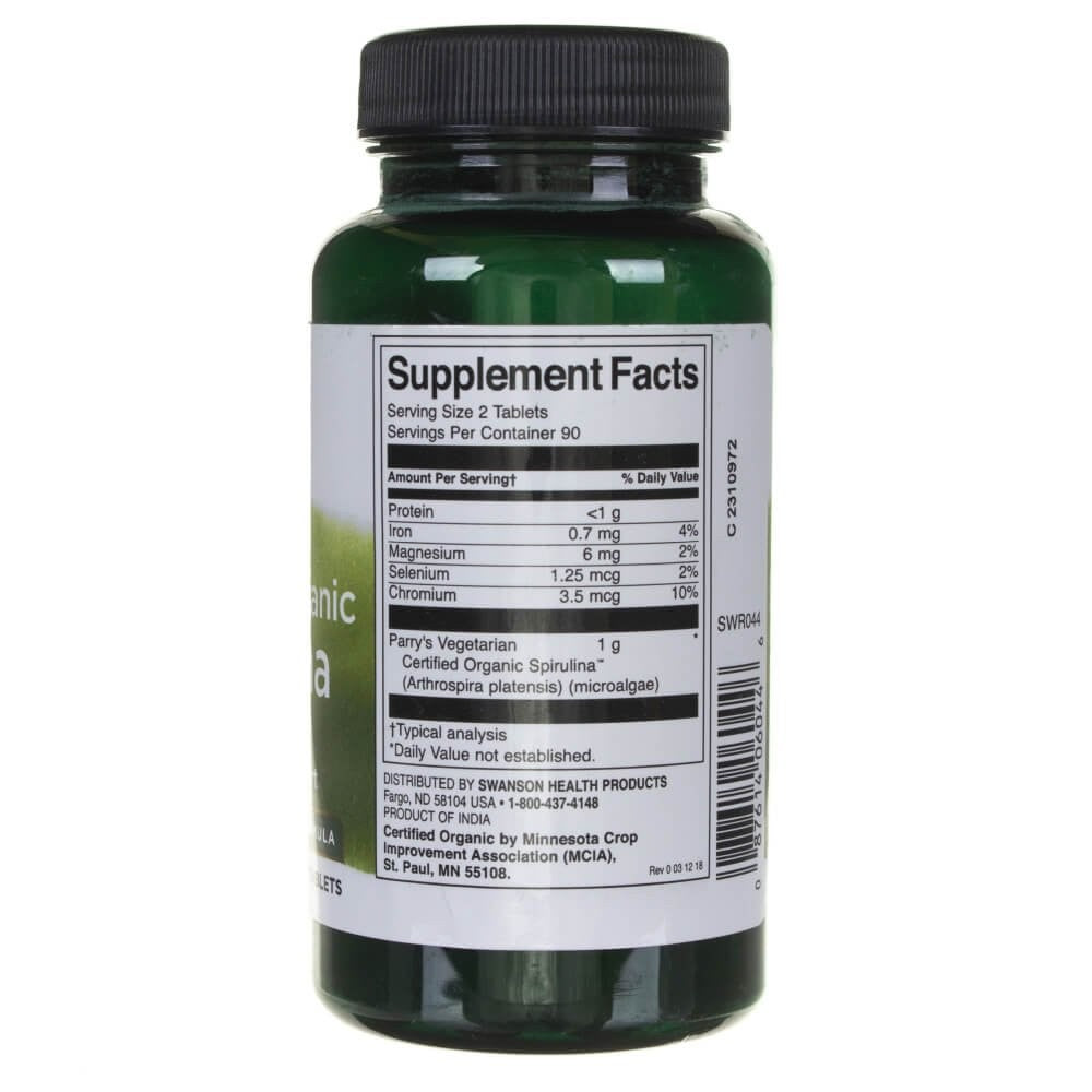 SWANSON ekologiška spirulina – 180 tablečių