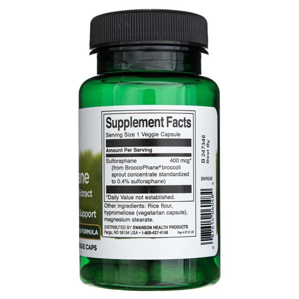 SWANSON sulforafanas iš brokolių 400 mcg – 60 kapsulių