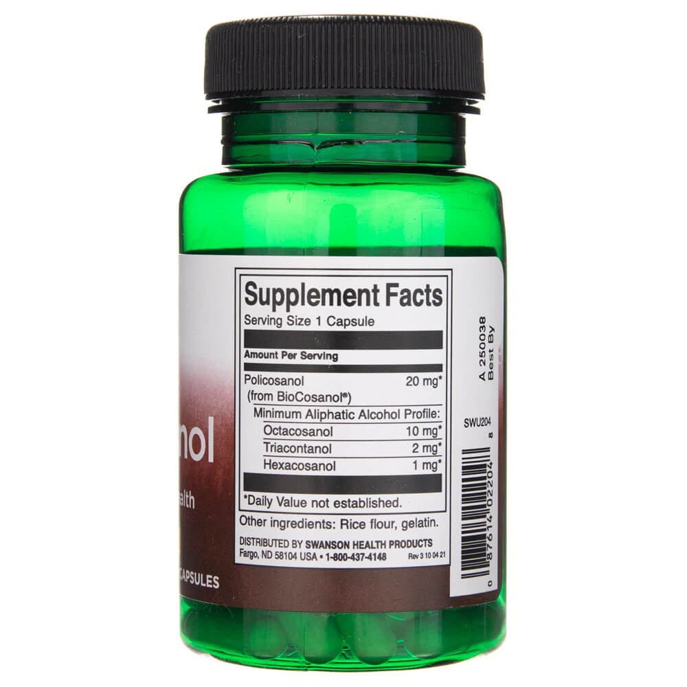 SWANSON polikozanolis 20 mg – 60 kapsulių