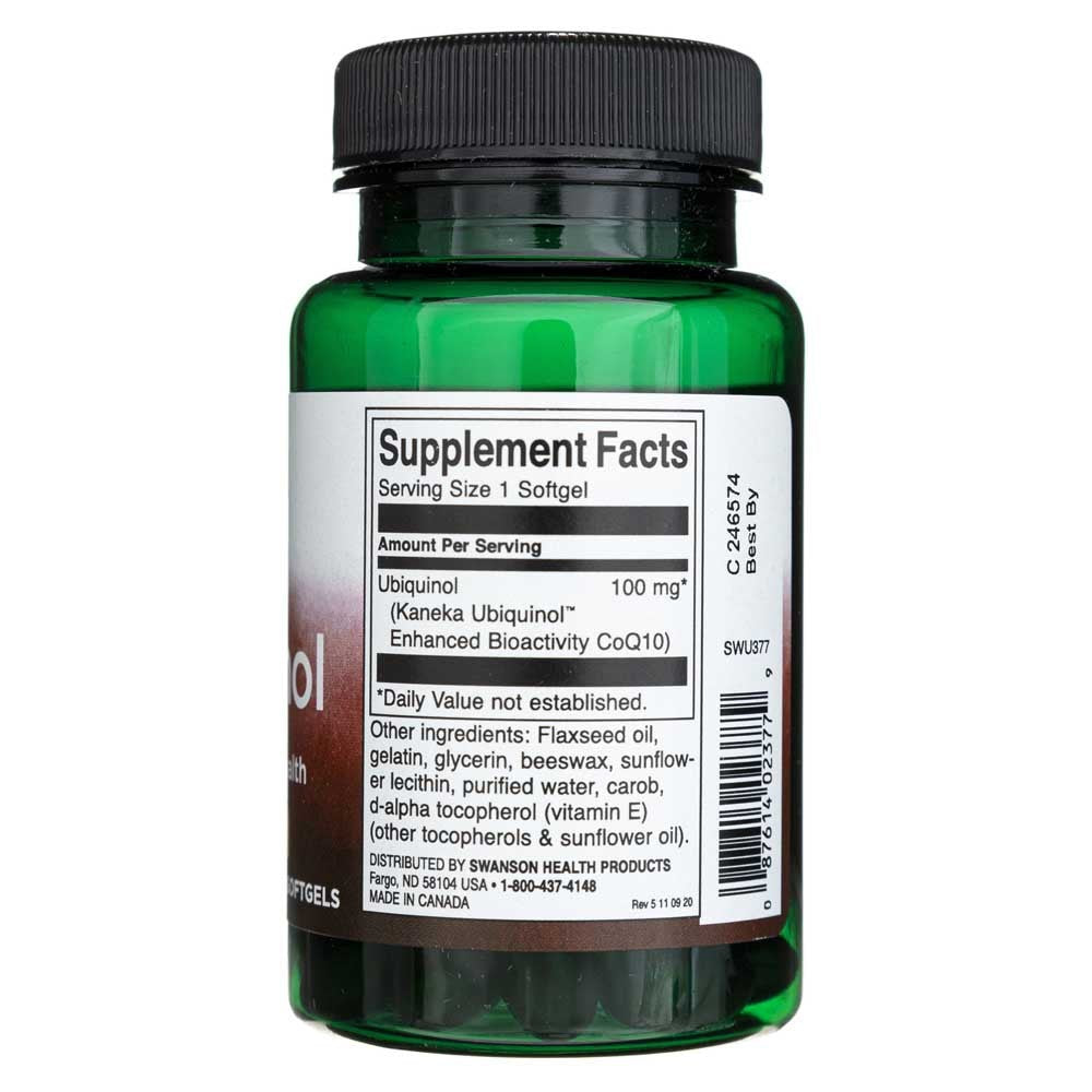 SWANSON Ubichinolis 100 mg – 60 kapsulių