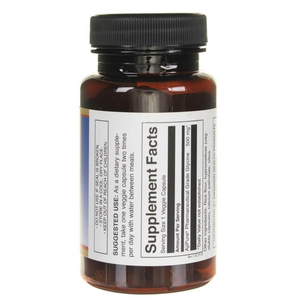 SWANSON AjiPure glicinas 500 mg – 60 kapsulių