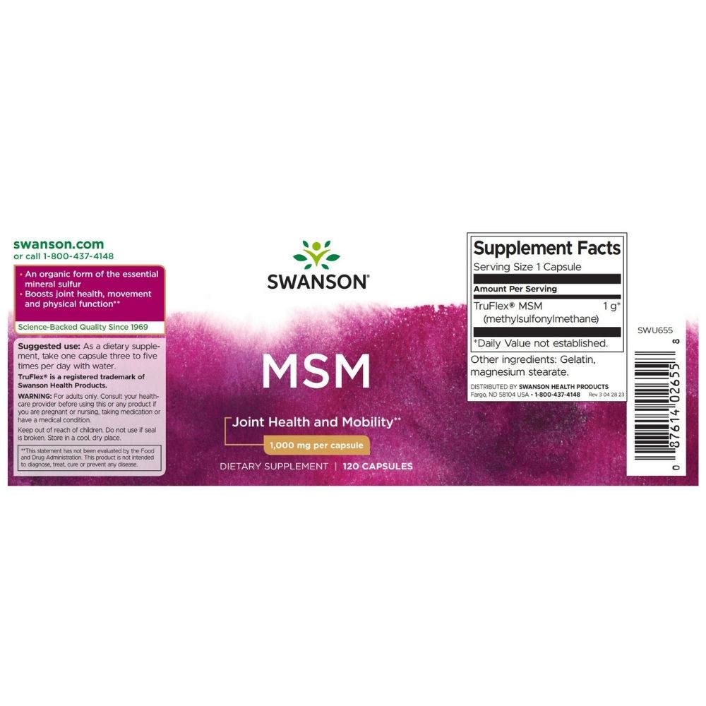 SWANSON MSM 1000 mg – 120 kapsulių