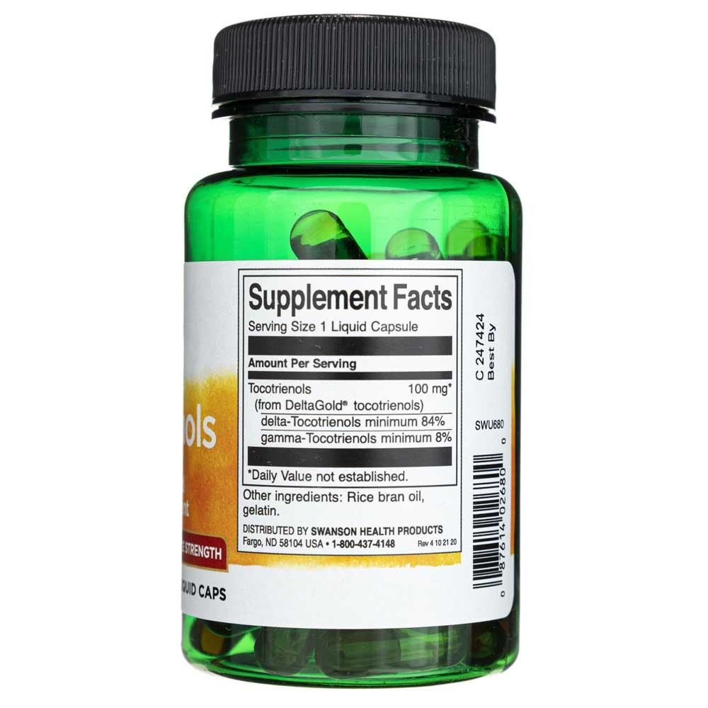 SWANSON tokotrienoliai, dvigubo stiprumo 100 mg – 60 kapsulių