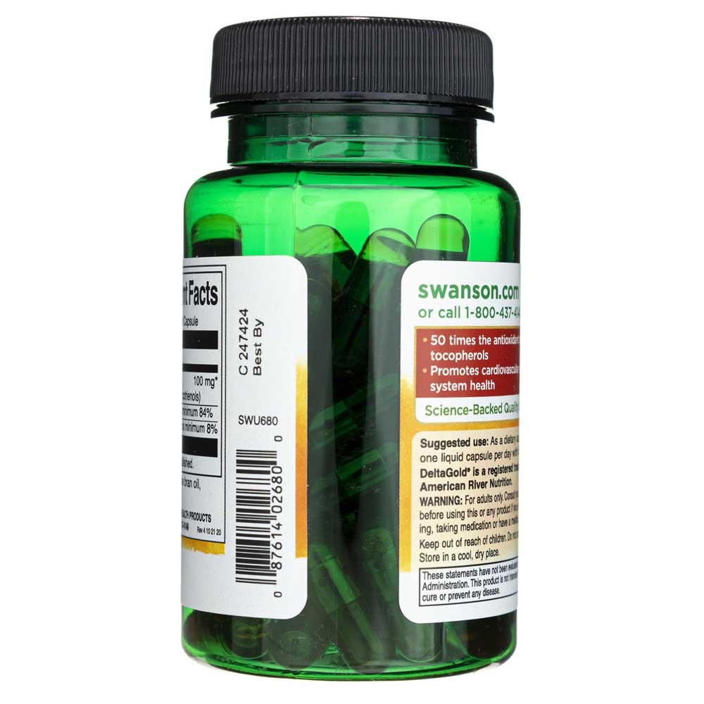 SWANSON tokotrienoliai, dvigubo stiprumo 100 mg – 60 kapsulių
