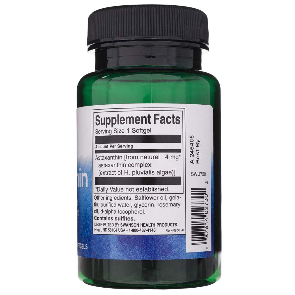 SWANSON astaksantinas 4 mg – 60 kapsulių